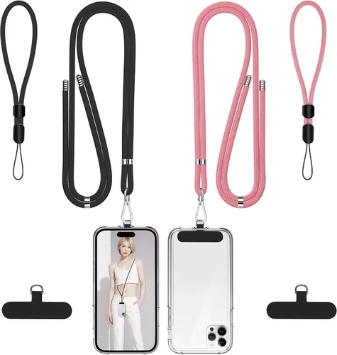 Vista 20 de Cordon para teléfono celular, cordon cruzado para teléfono con correa de cuello ajustable y paquete de 2 correas de muñeca para teléfono con parches