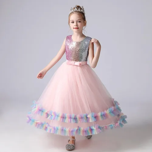 Vista 18 de Vestido de tul de unicornio arcoíris para niñas, vestido de princesa para cumpleaños, Halloween, Navidad, concurso de baile, fiesta de baile