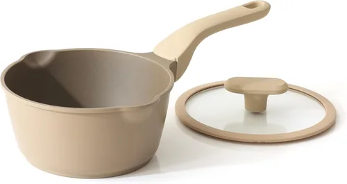 Vista 13 de PRICUSIS Cacerola antiadherente de cerámica con tapa, olla no tóxica de 1.3 cuartos de galón con boquillas de vertido, totalmente revestida, 100%