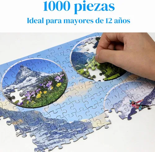 Vista 2 de Think2Master Rompecabezas de 1000 piezas de los Alpes suizos (Grindelwald). (para adolescentes y adultos). El tamaño del rompecabezas terminado