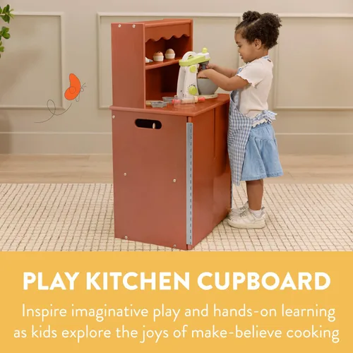 Vista 3 de Back2School Express Chef's Station - Armario de cocina de madera para niños, juego de madera, nogal oscuro