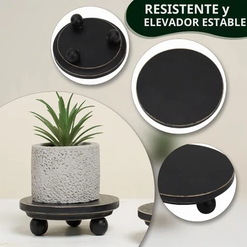 Vista 4 de Defined Deco - Mini elevadores de madera para exhibición, pequeños elevadores redondos de madera de 4 pulgadas, soporte de exhibición de pedestal