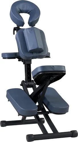 Vista 3 de Master Massage Rio Silla de masaje portátil - Azul real, ligera, 24 libras, marco plegable de aluminio, totalmente ajustable