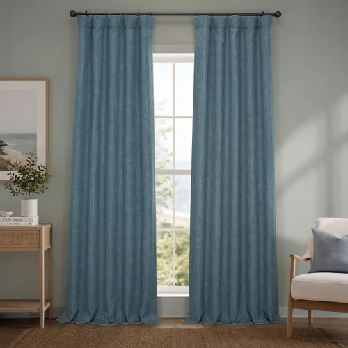 Vista 30 de HPD Half Price Drapes - Cortinas de lino sintético para sala de estar (2 paneles) - 100 pulgadas de ancho x 84 pulgadas de largo - Cortinas