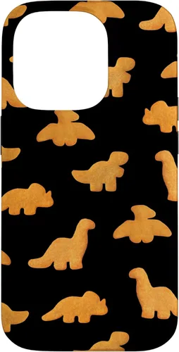 Vista 17 de iPhone 16 Dinos - Patrón de pepitas de pollo Divertida funda negra de dinosaurio realista