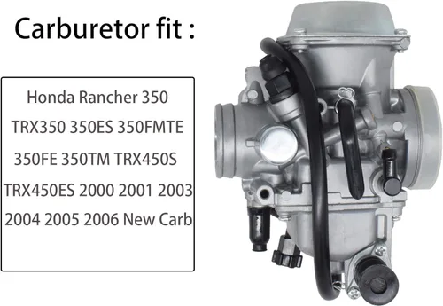 Vista 3 de Carburador TRX350, compatible con carburador Honda Rancher 350 (2000-2006) - Carburador TRX350 compatible con TRX350TM, TE, ES, FE, FM - Nuevo