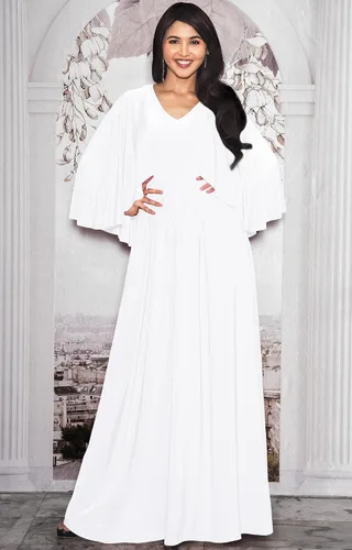 Vista 2 de KOH KOH Vestido largo de cóctel con cuello en V y mangas de murciélago para mujer