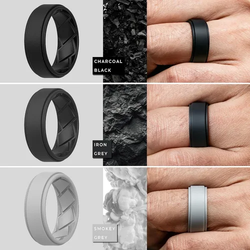 Vista 3 de Saco Band Silicone Ring Wedding Band for Men - 8mm Width 2.3mm Thick