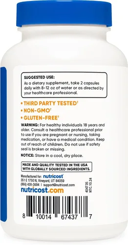 Vista 4 de Nutricost Cápsulas de estroncio 750 mg, 120 cápsulas - Vegetariano, Sin OGM, Sin Gluten