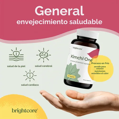 Vista 6 de Brightcore Nutrition - Kimchi One, Cápsulas de Polvo de Kimchi, Suplemento de Probióticos, Enzimas y Antioxidantes, Superalimento Premium