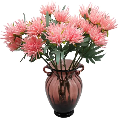 Vista 9 de Flores artificiales, 10 piezas de crisantemo sintético de seda de 19 pulgadas, crisantemo sintético para boda, ramo de novia, decoración del hogar