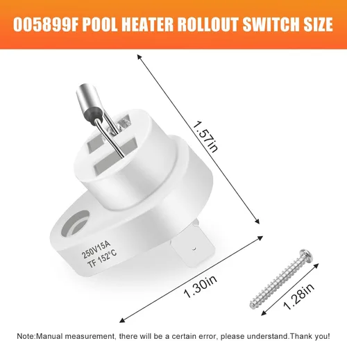 Vista 2 de Kit de fusible térmico para calentador de piscina, 305.6 °F compatible con 005899F Raypak Zodiac R0012200 206A, 266A, 336A, 406A calentador digital