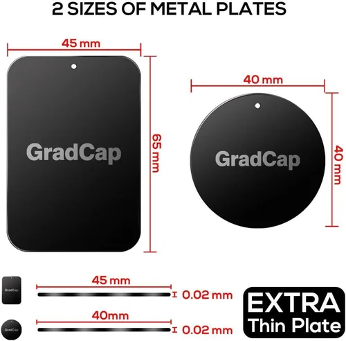 Vista 4 de GradCap Placa de metal para soporte magnético de teléfono, paquete de 4 discos universales de metal negro ultrafino con adhesivo 3M fuerte, kit