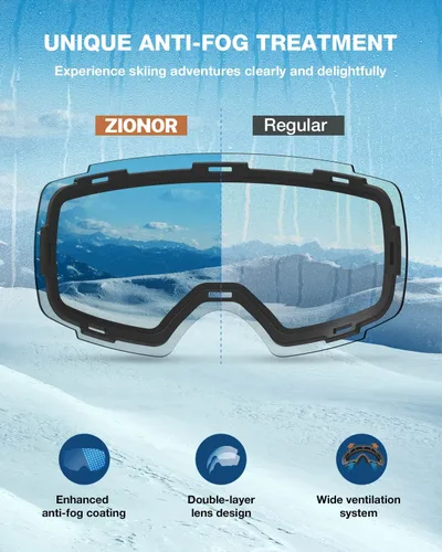 Vista 5 de ZIONOR X4 Ski Goggles Magnetic Lens - Snowboard Goggles for Men Women Adult - Snow Goggles Anti-fog UV Protection