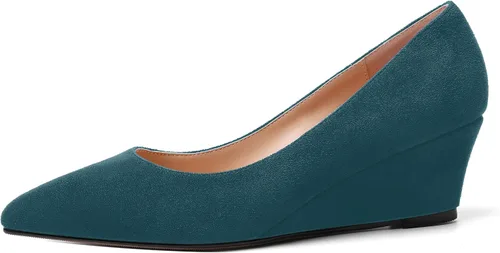 Vista 2 de Zapatos de tacón bajo con cuña para mujer, con puntera puntiaguda, de 2 pulgadas