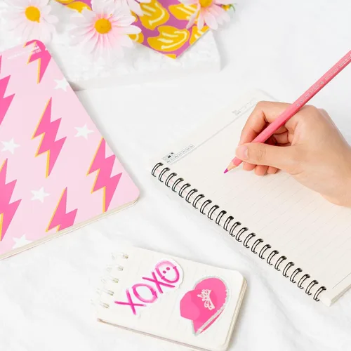 Vista 4 de L1rabe 2 cuadernos de espiral A5 preppy para adolescentes y niñas de regreso a la escuela, diario Y2K de tapa dura para estudiantes universitarios