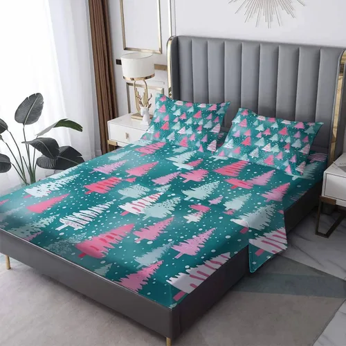 Vista 10 de Sábanas de muñeco de nieve de Navidad tamaño queen, sábanas de microfibra suave y bolsillo profundo, sábanas y fundas de almohada estampadas sin