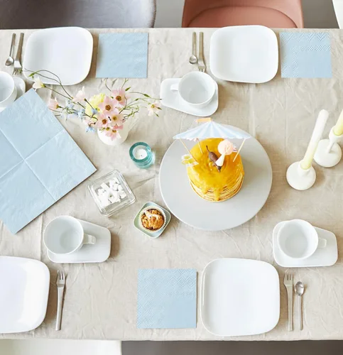 Vista 6 de 50 servilletas de cóctel de 3 capas de color azul bebé, servilletas de postre, servilletas de papel desechables para bodas, fiestas de cumpleaños