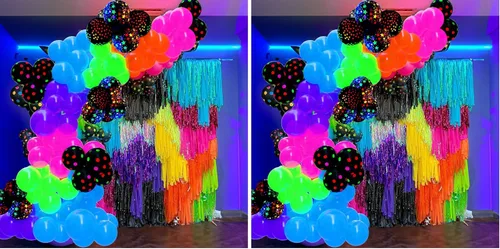 Vista 8 de Kit de arco de globos de neón UV que brillan en la oscuridad, globos de arco iris, rojo, azul, amarillo, verde, suministros de fiesta fluorescentes