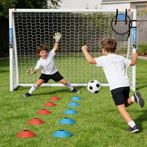 Vista 6 de Soccer Goal for Backyard 10×6.5, 8×6 and 6×4 FT Soccer Goals Weatherproof and Portable HPVC Soccer Goal with Soccer Target Net and Carry Bag for