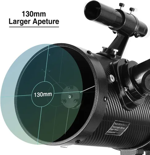 Vista 9 de Telescopio 130EQ Reflector Newtoniano para Adultos, Telescopios Profesionales para Astronomía, Incluye Lente Barlow 1.5X, Adaptador para Smartphone