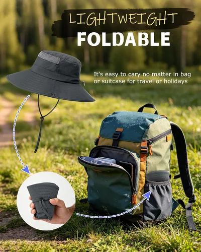 Vista 6 de Paquete de 3 sombreros Boonie para hombre, protección UV, sombrero de pesca al aire libre para senderismo, safari y jardinería