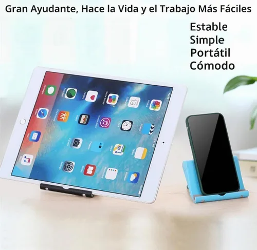 Vista 6 de Soporte plegable ajustable para teléfono celular para escritorio, compatible con la mayoría de teléfonos inteligentes y tabletas, base de goma