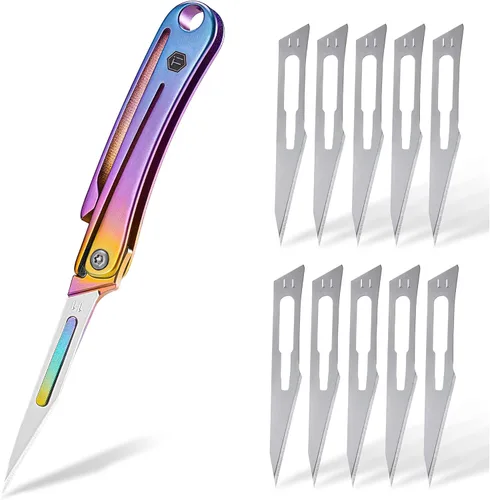 Vista 8 de KeyUnity KK13 Cuchilla de Utilidad de Precisión para Manualidades Mango de Titanio Mini Herramienta de Corte para Artes Manualidades Proyectos