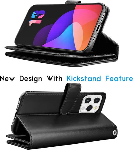 Vista 5 de Tekcoo Funda tipo cartera compatible con iPhone 13 Pro (6.1 pulgadas) 2021 Funda de lujo para tarjetas de crédito para tarjetas de crédito, funda