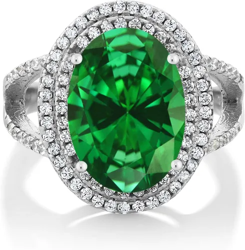 Vista 8 de Gem Stone King Anillo de piedra preciosa y piedra natal de 5-10 quilates para mujer Plata de ley 925 Ovalado 14X10MM Anillo de boda