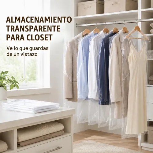 Vista 4 de RAINFLOW - Paquete de 30 bolsas transparentes para colgar ropa, 23.6 x 35.4