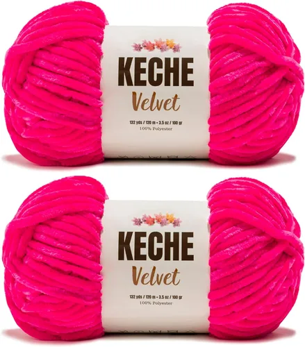 Vista 132 de Keche Hilo para ganchillo, hilo de terciopelo, chenilla suave, manta de bebé voluminosa amigurumi Yarn 3.53 oz (132 yardas) - Arona
