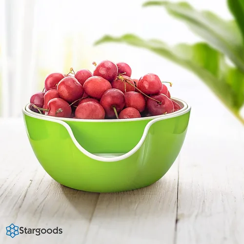 Vista 6 de Stargoods – Cuenco de Pistacho, Plato para Aperitivos, Tazón Doble para Maní con Almacenamiento para Cáscaras de Nueces y Caramelos, Verde