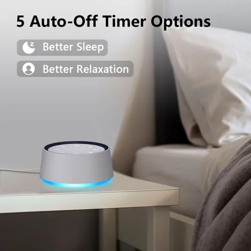 Vista 5 de Máquina de sonido de ruido marrón con 30 sonidos relajantes, luz nocturna de 12 colores para bebés, adultos, niños, máquina de dormir, 36 niveles
