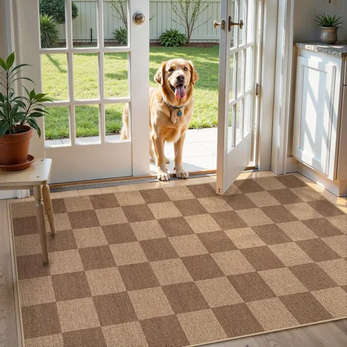 Vista 41 de Lahome Alfombra de yute a cuadros fácil 2'x3', alfombra pequeña para entrada, antideslizante, alfombra para la puerta delantera de la cocina