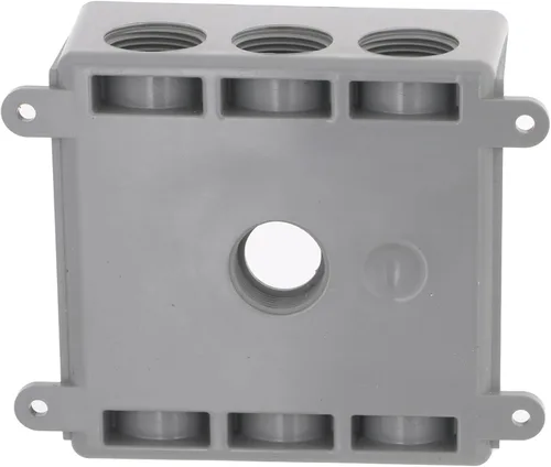 Vista 4 de BELL PDB77550GY Caja resistente a la intemperie de dos grupos con siete salidas roscadas de 1/2 pulgada o 3/4 de pulgada, 2 pulgadas, gris