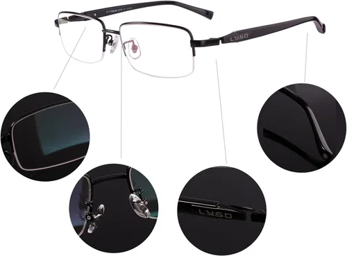 Vista 6 de Agstum Gafas ópticas de titanio con montura media montura 55-18-145 Negro