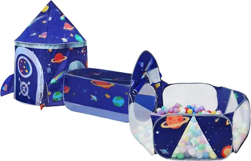 Vista 9 de Tienda de campaña de nave espacial para niños, tienda de juegos para niños con castillo de juguete, regalo para bebés niños y niñas de 3, 4, 5, 6, 7