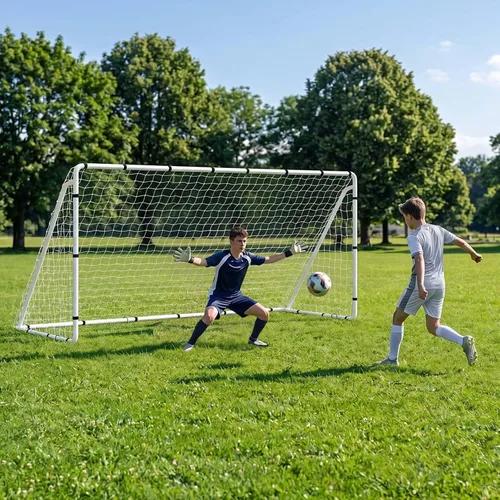 Vista 8 de VEVOR Soccer Goal 12x6 FT Soccer Goal for Backyard with Iron Frame PE Net
