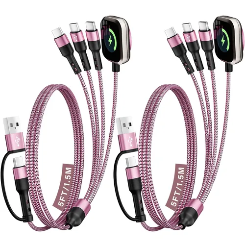 Vista 10 de Cruise Travel Essentials 2026, cable USB A/C 3 en 2 para iPhone 17, cargador iWatch, cable de carga múltiple trenzado, cable de carga múltiple