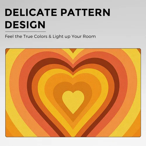 Vista 7 de Groovy Heart Curtains for Living Room 84 Inch Length, 60S 70S Retro Blackout Curtains Bedroom Decor, Hippie Orange Aesthetic Grommet Thermal Black