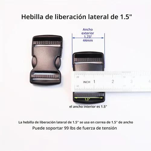 Vista 7 de Hebilla de Liberación Lateral Rápida, Hebilla de Clip de Plástico de Servicio Pesado con Cierre de Broche para Sujetadores de Correa de Mochila