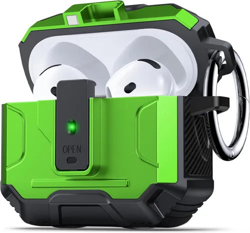 Vista 12 de DASFOND - Funda de armadura para AirPods de 2ª y 1ª generación, carcasa de cuerpo completo de grado militar a prueba de golpes, soporte de carga