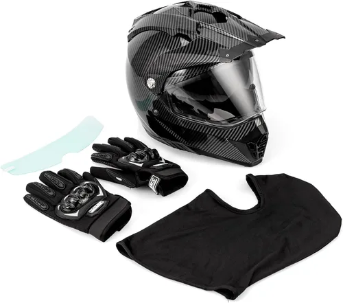 Vista 9 de OUMURS Casco deportivo dual de motocicleta todoterreno con cobertura facial completa, doble visera, para moto de cross, cuatrimoto y motocross