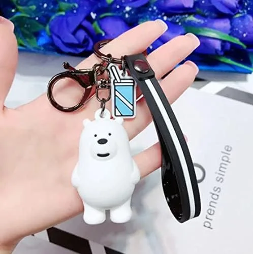 Vista 3 de SPEEDYUNI Llavero de oso lindo oso de hieloGrizzlyPANDA con diseño de dibujos animados regalo perfecto los tres osos desnudos nosotros desnudos