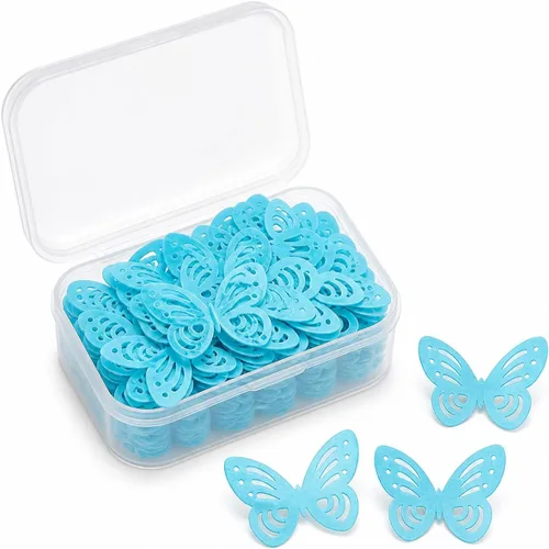 Vista 5 de 60 piezas de papel comestible azul con diseño de mariposas Mariposas azules 60 piezas