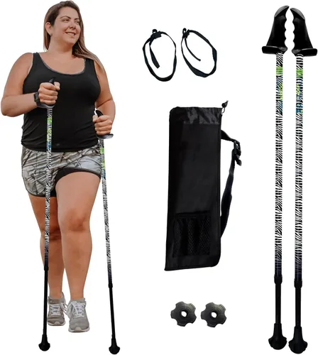 Vista 16 de York Nordic Bastones de senderismo motivadores grandes y altos para equilibrio y rehabilitación, 2 piezas, fuertes bloqueos de botón, patas de goma