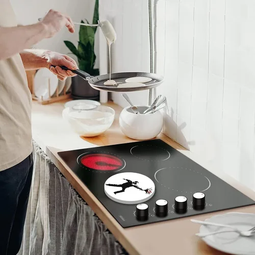 Vista 2 de Banksy Fundas para Quemadores de Estufa Eléctrica, Juego Divertido de 4 Redondos de 8 Pulgadas y 10 Pulgadas, Cubierta de Metal para Gas, Ojos