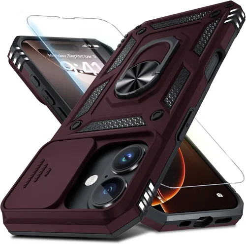 Vista 55 de Janmitta Funda para iPhone 8 Plus/7 Plus/6 Plus, Cubierta de Teléfono con Cubierta Deslizante Integrada para Lente de Cámara + Protector