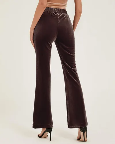 Vista 2 de GRAPENT Pantalones elegantes de terciopelo para mujer, con costuras frontales, pantalones casuales